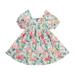 Summer Dresses Girls And Toddlers Short Sleeve Mini Dress Casual Print Green 4 Years