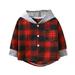 ZHAGHMIN 3T Shirts Boys Toddler Boys Long Sleeve Winter Hooded Shirt Tops Coat Outwear for Babys Clothes Plaid Warm Active Shirt Cool Boy Polyester Shirt Boys Place Us 6 Basketball Youth T Shirt Boy
