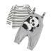 ZHAGHMIN Baby Boy Formal Outfits Baby Girls Boys Long Sleeve Striped T Shirt Tops Overalls Suspender Pants Panda Romper 2Pcs Outfits Clothes Set Baby Boy Pajamas Champagne Track Suit Boy Baby Set Cl