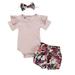 Kids Romper Shorts Bodysuit+Flower Print Girls Baby Set Clothes Outfits Girls Outfits&Set Girls Size 7 Clothes