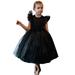 Kids Toddler Girl Dress Short Sleeve A Line Short Dress Casual Print Black 110