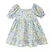 gvdentm Girls Casual Maxi Floral Dress Long Sleeve Holiday Pockets Dresses Girls Easter Dress Sky Blue 3-4 Years