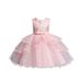 Summer Dresses for Girls Short Sleeve A Line Short Dress Casual Print Pink 140