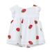 Baby Girls Floral Strawberry Embroidery Sleeveless Lace Dresses Fashion Fly Sleeve Swing Tops Dress Birthday Dress Dress for Girls