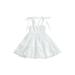 Toddler Baby Girl Summer Clothes Bandage Straps Cotton Linen Ruffle Halter Layered A Line Dress