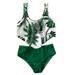 Eashery Juniors Swimsuits For Teen Girls Kid Swim Suits Girl 5 Piece Bikini Sets Swimsuit with Graphic Ruffles Bathing Suits for Girls Green 8 Years