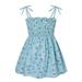 Girls Dresses Sleeveless Fashion Dress Floral Print Blue 130