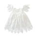 Flower Girl Dress Short Sleeve A Line Short Dress Casual Print White 100
