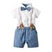 ZHAGHMIN Toddler Boy Summer Sets Baby Boy Gentleman Suit Bow Tie Shirt Suspenders Shorts Outfit Set Baby Boy Take Home Outfit Baby Boy Brand Clothes Christmas Outfits for Boys Boys Easter Outfit Lit