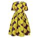 Summer Dresses for Girls Short Sleeve Midi Dresses Casual Print Yellow 90