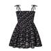 Little Girl Dresses Summer Casual Sleeveless Mini Dress Floral Print Black 110