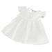 Girls Dresses Short Sleeve A Line Short Dress Solid Print White 80
