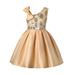 Summer Dresses Girls And Toddlers Short Sleeve Mini Dress Casual Print Gold 140