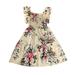 Summer Dress Girls Sleeveless Mini Dress Floral Print White 10Y