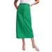 Plus Size Women's Classic Cotton Denim Midi Skirt by Jessica London in Kelly Green (Size 24) 100% Cotton