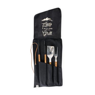 Canvas Roll-Up Grilling Tool Set by Foster & Rye in Grey