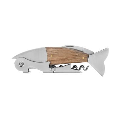 Wood & Stainless Steel Fish Corkscrew by Foster & Rye in Natural