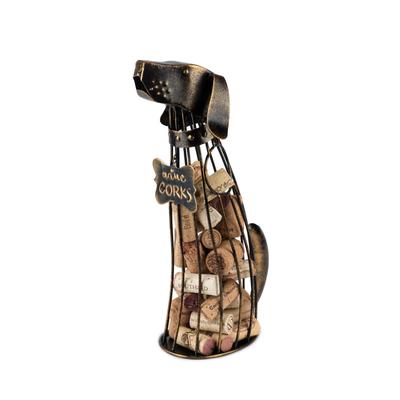 Dog Wine Cork Display by True in Metallic