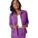 Plus Size Women's Classic Cotton Denim Jacket by Jessica London in Bright Violet (Size 28) 100% Cotton Jean Jacket
