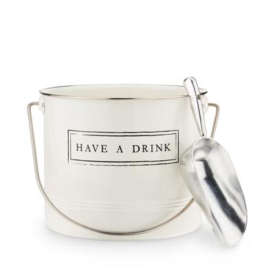 Have A Drink Ice Bucket And Scoop by Twine in White