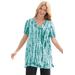 Plus Size Women's V-Neck Tie-Dye Tunic by Woman Within in Waterfall Tie Dye (Size 2X)