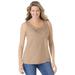 Plus Size Women's Beaded Tank Top by Woman Within in New Khaki (Size M)