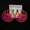 Michael Kors Jewelry | Betsey Johnson Good Vibes Large Pink Earrings New | Color: Pink | Size: See Photos