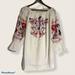 Free People Tops | Free People Embroidered Cream Pocket Tunic Size Xs | Color: Purple/Red | Size: Xs