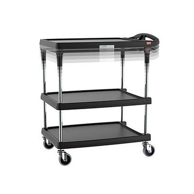 Metro MY2030-34BL-PL 3 Level Polymer Utility Cart w/ 400 lb Capacity, Marine Ledges, Black