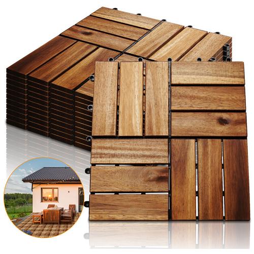 Swanew – Holzfliesen Akazienholz Balkonfliesen Gartenfliesen Terrassenfliesen, 30x30cm, 5m², 12