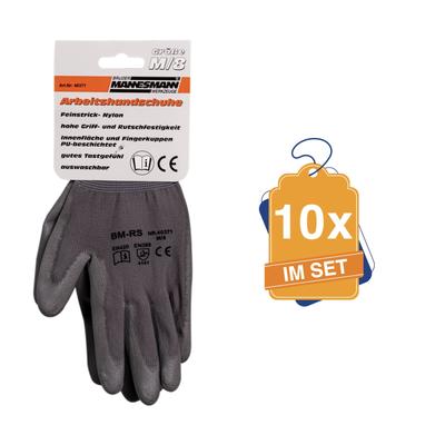 MANNESMANN Arbeitshandschuhe Gr. 8, 10x im Set Schutzhandschuh Grau M40371-10-SET Image