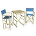 Bamboo Espresso Pub Set 2 Blue High Director Chairs & Round Table