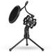 Microphone Tripod Stand With Pop Filter Desktop Shock Mount Mic Holder for Podcasts Chat Meetings