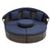 KD Rattan Round Lounge with Canopy Bali Canopy Bed,Wicker Outdoor Sofa Bed