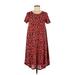 Lularoe Casual Dress - High/Low Crew Neck Short sleeves: Red Dresses - Women's Size 2X-Small