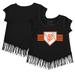 Girls Youth Tiny Turnip Black San Francisco Giants Base Stripe Fringe T-Shirt