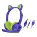 Ykohkofe Wired Music Ears Cute Luminous Happy Childhood Headphones Cat Head Mounted Earphone / Speaker Accessories Ear Buds for Small Ears over One Ear Headphones with Microphone