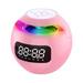 TureClos Speaker Bluetooth-compatible Digital Alarm Clock Portable Audio Music Player Clocks Time Mini Multi-function Stereo Bass Pink English Clock