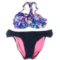 Pink Victoria's Secret Swim | Pink Victorias Secret Medium Bikini Set Cheeky Underwire Black Blue Purple #1281 | Color: Black/Blue | Size: M