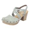 Sandalette RIEKER, Damen, Gr. 42, grün (mint), Veloursleder, feminin, Schuhe, Sommerschuh, Sandale, Blockabsatz, mit Nieten verziert