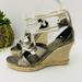 J. Crew Shoes | J Crew Ankle Strap Lace Up Metallic Espadrille Sandals Wedge Platform Heels | Color: Cream/Gold | Size: 6