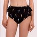 Kate Spade New York Swim | Kate Spade Women's Black Flock Party Parrot High Waist Bikini Brief Bottom Sz Xl | Color: Black/Red | Size: Xl