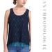 Anthropologie Tops | Anthropologie Lace Overlay Tank Top Navy Blue Turquoise Women’s Blouse Size Xs | Color: Blue/Green | Size: Xs