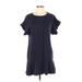 Mango Casual Dress - DropWaist Crew Neck Short sleeves: Blue Print Dresses - Women's Size X-Small