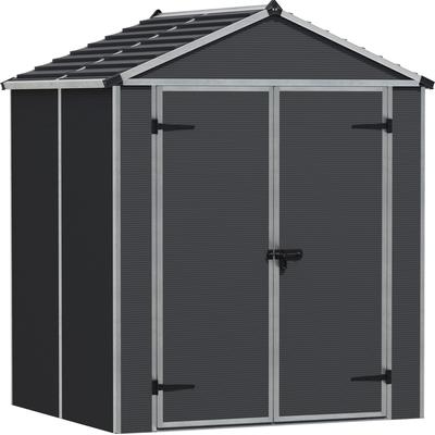 Gerätehaus PALRAM - CANOPIA "Rubicon Gerätehaus 6x5", grau (dunkelgrau), Aluminium, Polycarbonat (PC), Gerätehäuser