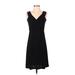 Tiana B. Casual Dress - A-Line V Neck Sleeveless: Black Print Dresses - Women's Size Small