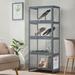 MoNiBloom Rayon from Bamboo Corner Bookcase Bookshelf w/ Clear Acrylic Doors Wood in Brown/Gray | 55 H x 23 W x 12.5 D in | Wayfair