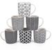 QXXSJ Set Of 6 11.5 Oz Coffee Mugs w/ Black & White Geometric Patterns, Tea Cup Set Porcelain/ in White/Black | 3.6 H x 3.4 W in | Wayfair
