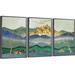 Everly Quinn Mountain Wall Art - 3 Piece Floater Frame Print Set on Canvas Canvas, Metal in Blue/Green | 24.3 H x 48.3 W x 1.65 D in | Wayfair