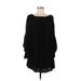Black Bead Casual Dress - Shift Boatneck Long sleeves: Black Print Dresses - Women's Size Medium